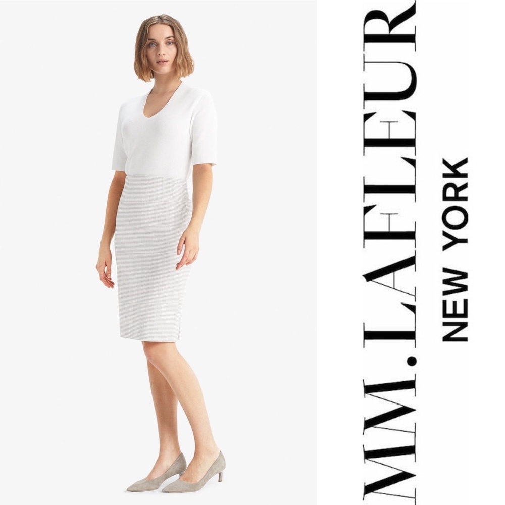 MM Lafleur New York Cobblehill Skirt Microjacquard Print Pencil Skirt US 4